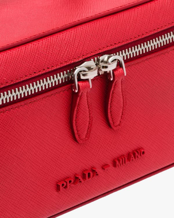Fiery Red/astral Blue Medium Saffiano leather pouch - Image 6