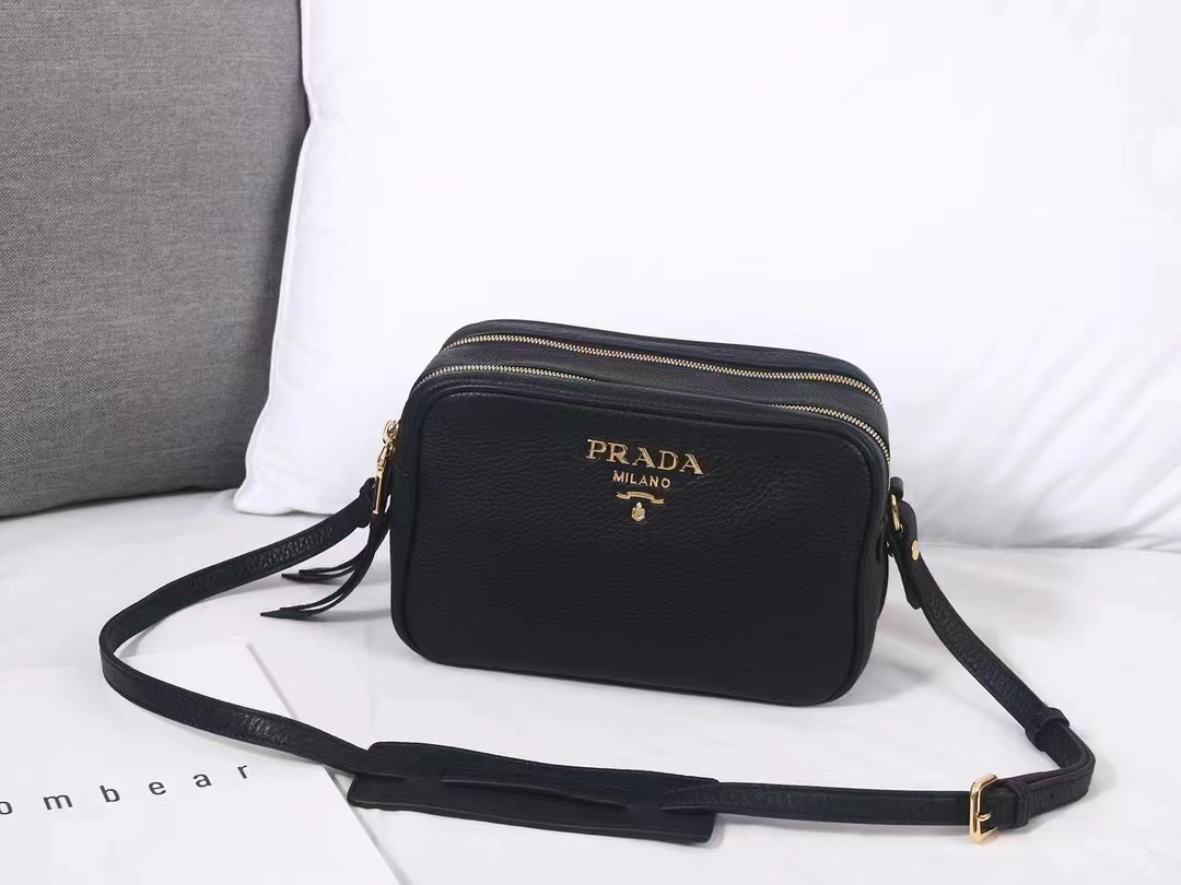 Black Prada Flou leather bag with shoulder strap Gold Hardware - Fake ...