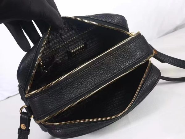 Black Prada Flou leather bag with shoulder strap Gold Hardware