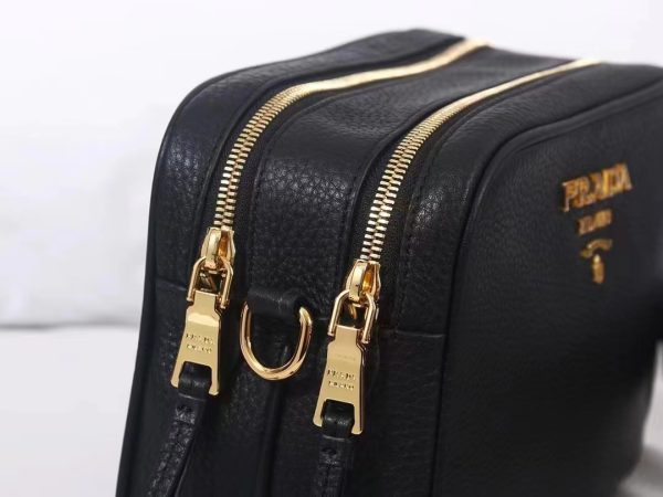 Black Prada Flou leather bag with shoulder strap Gold Hardware