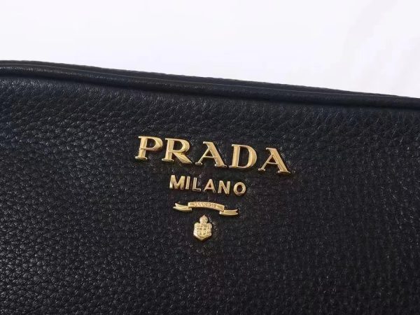 Black Prada Flou leather bag with shoulder strap Gold Hardware